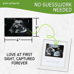 Green Pollywog sonogram frame wall display demonstrates versatile nursery mounting