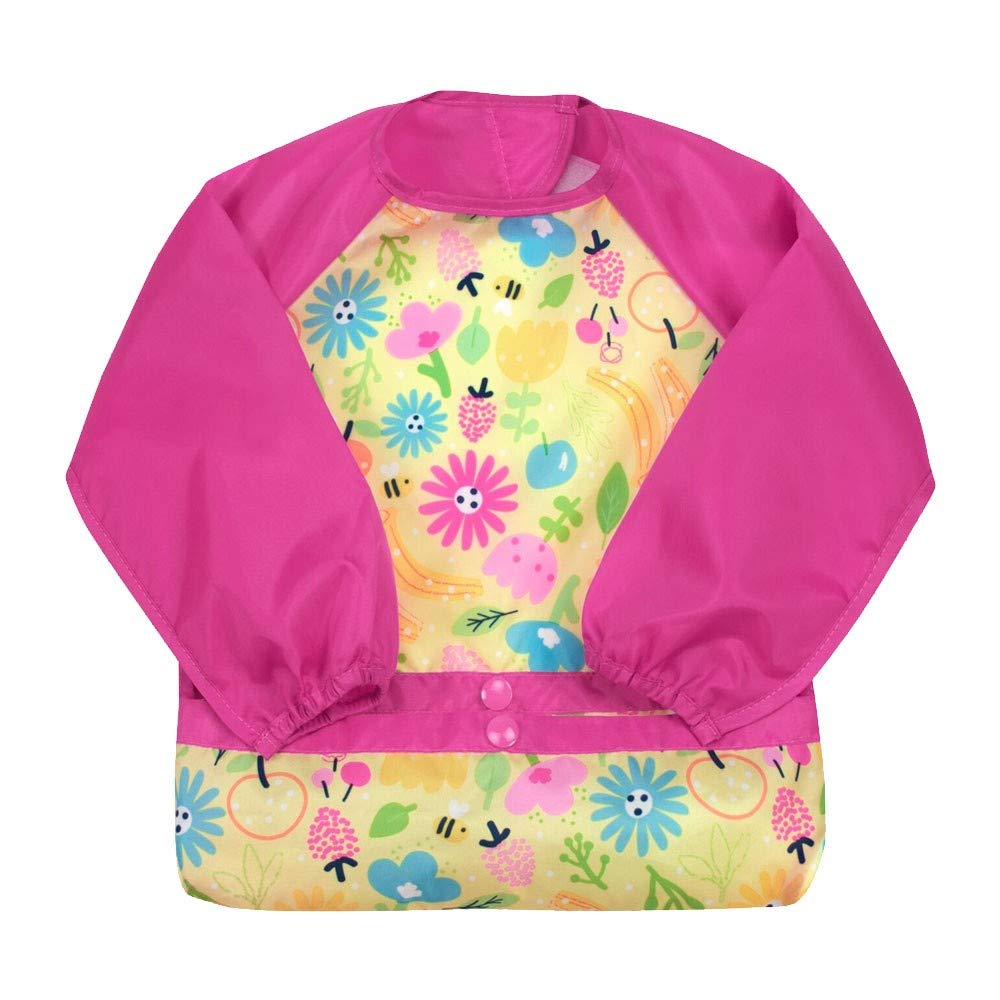Green Sprouts easy-wear long sleeve bib full-coverage waterproof protection for messy meals.