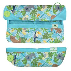 Green Sprouts Easy-Wear Long Sleeve Bib features soft, easy-clean material for comfort and maintenance.
