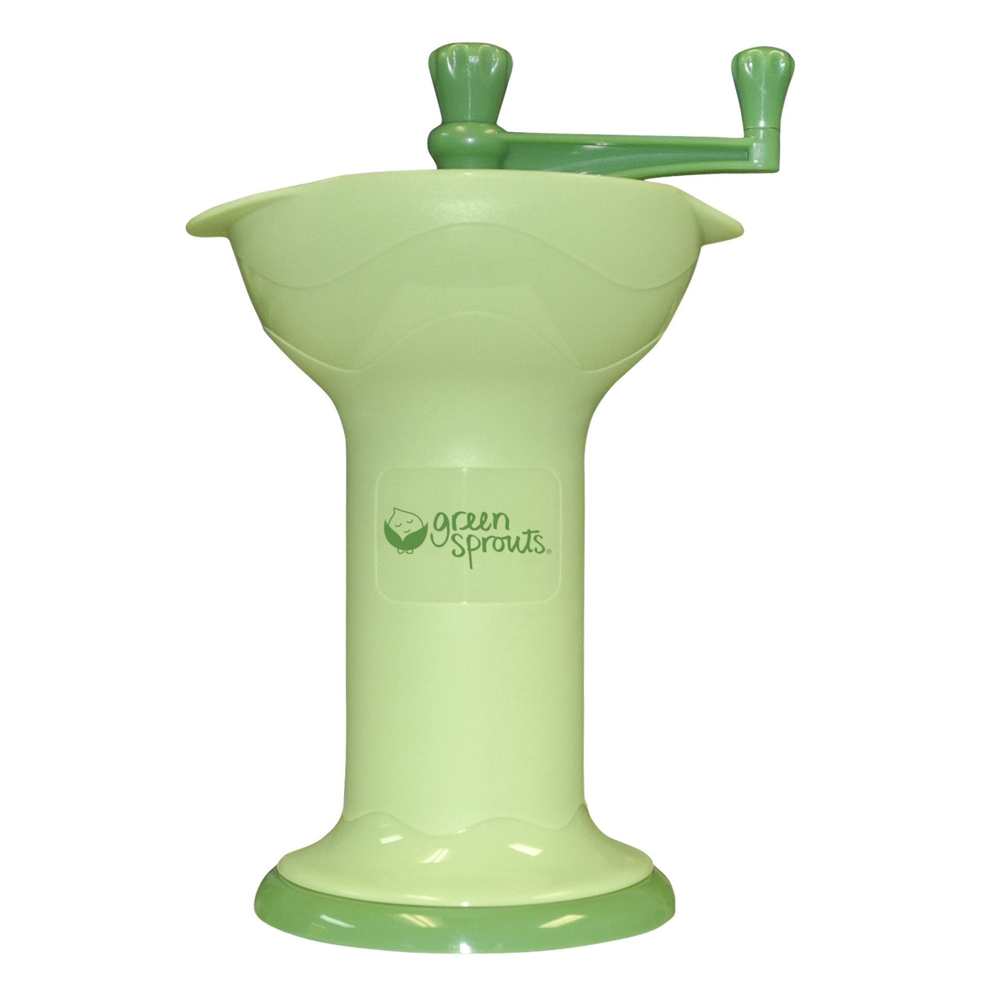 Green Sprouts Fresh Baby Food Mill assembled for quick homemade purees.
