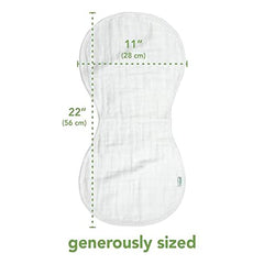 Green Sprouts four-layer burp cloths stacked to emphasize coverage