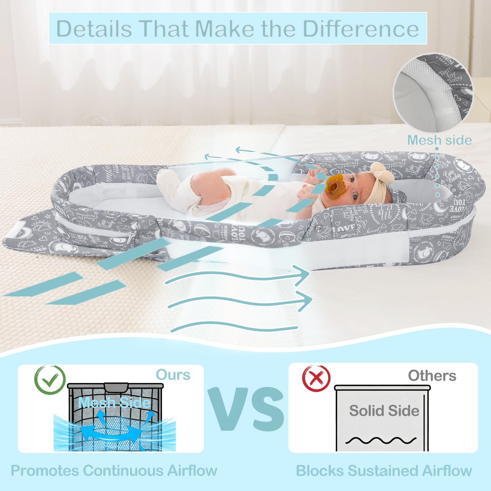 Greenecocs baby lounger with mosquito net provides breathable protection outdoors.