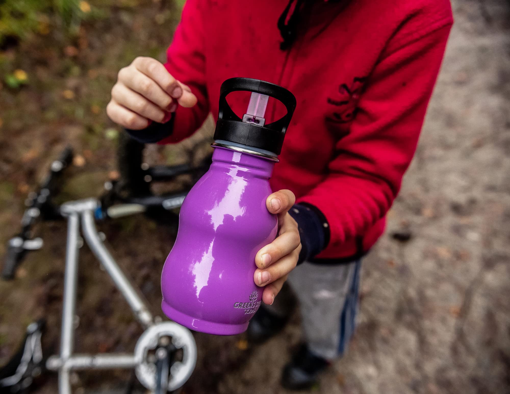 Greens Steel 12oz stainless bottle ideal for daily hydration and lunch boxes.