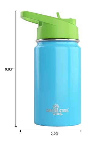 Greens Steel Kids Water Bottle blue backpack-ready size fits daily adventures