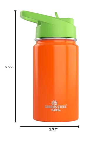 Greens Steel orange bottle straw close-up emphasizing easy-sip design