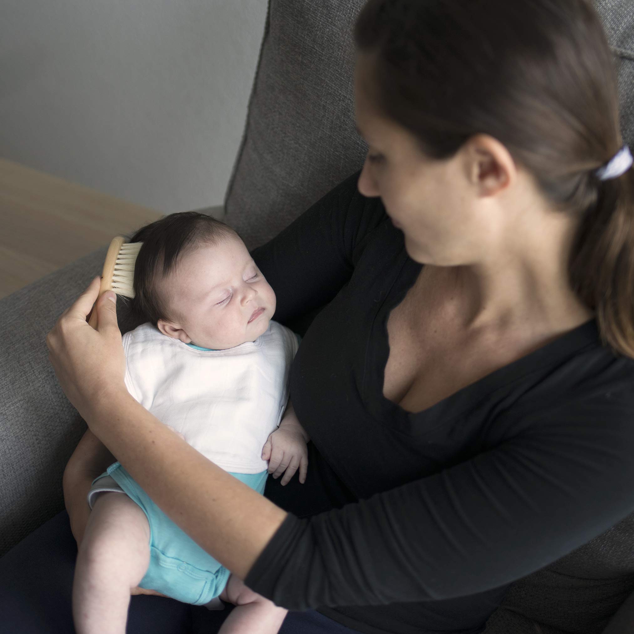 Green Sprouts Muslin Bibs four-layer protection keeps baby dry during drips.