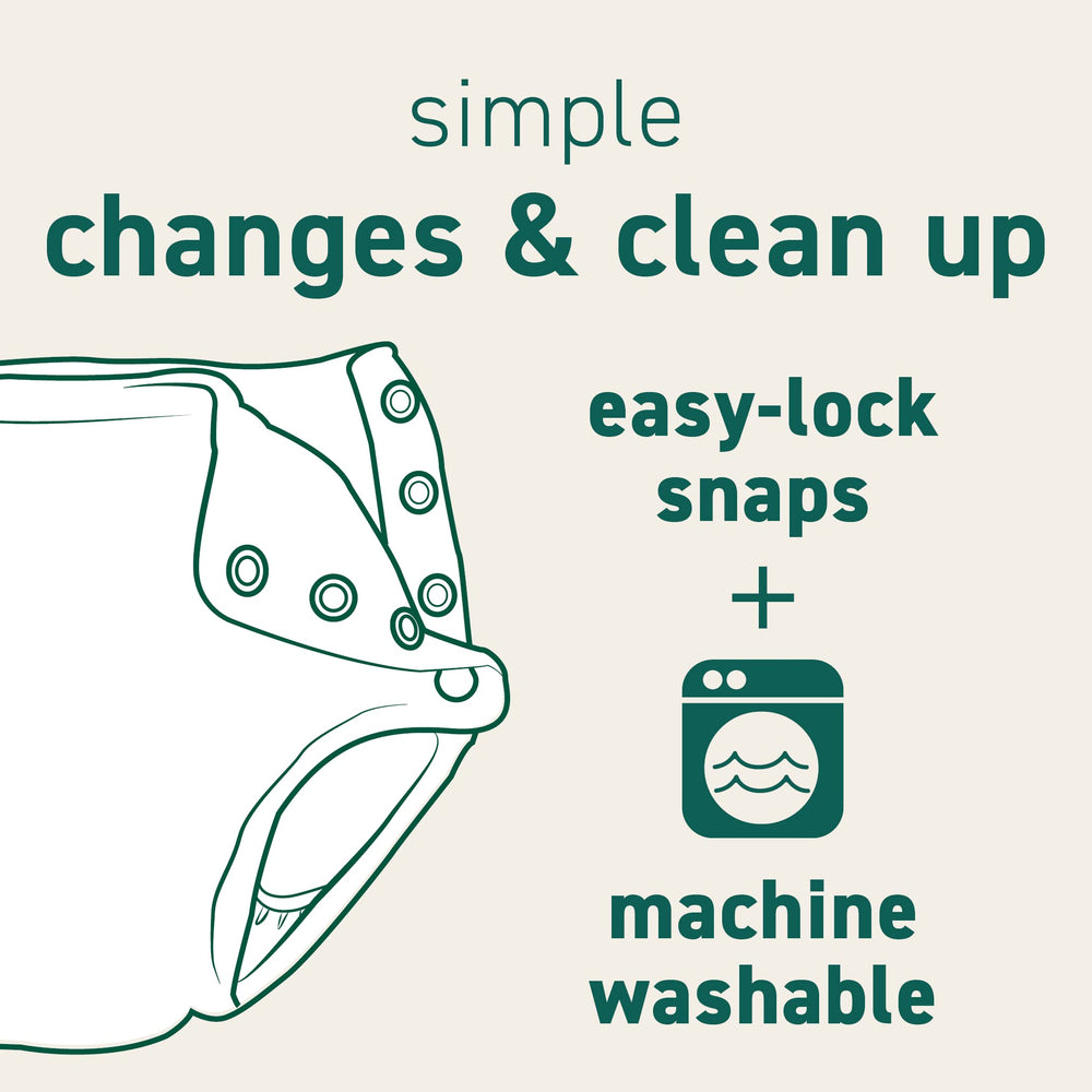 Green Sprouts quick-lock side snaps enable quick on-and-off changes at the pool