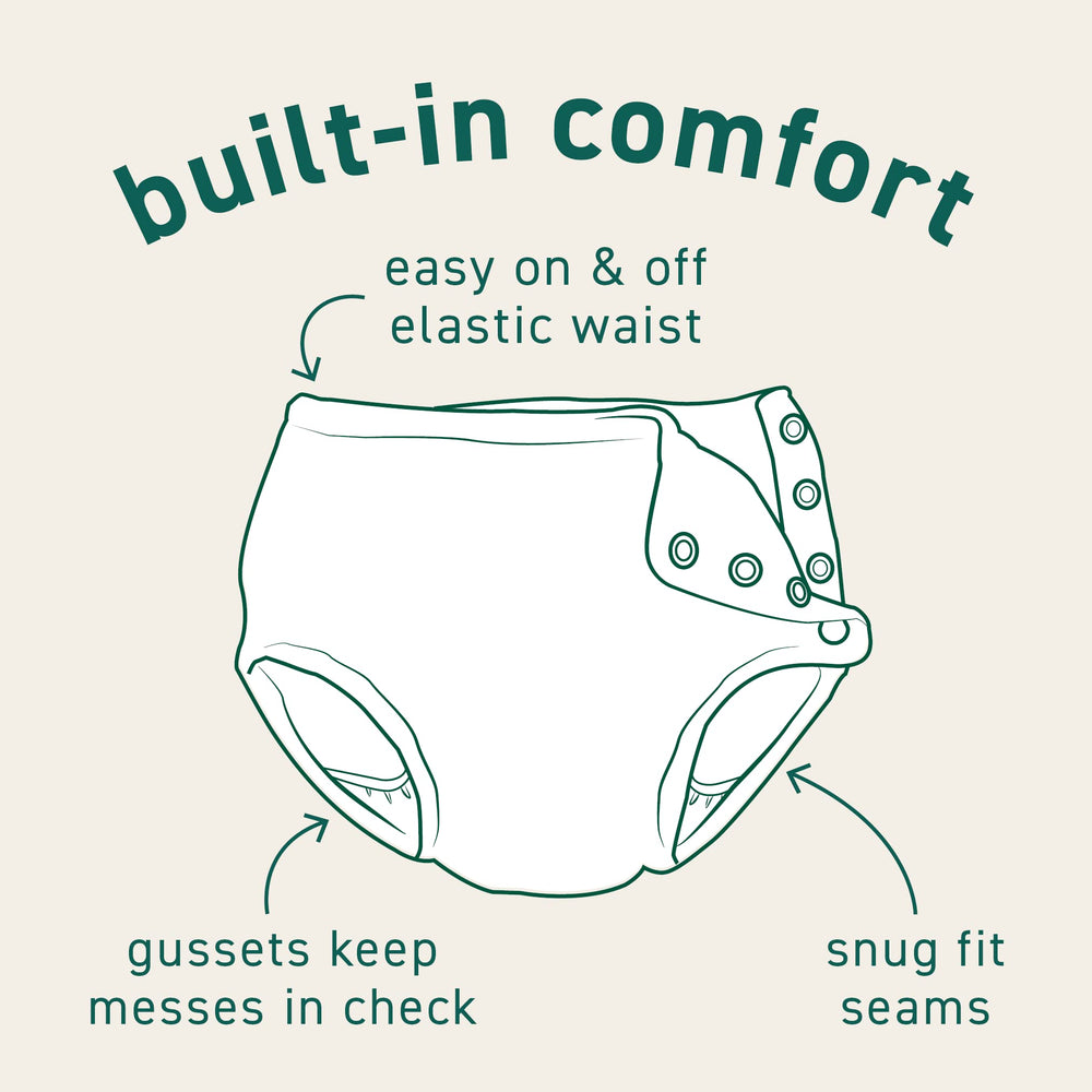 Green Sprouts triple-layer diaper closeup highlights breathable, absorbent liner for comfortable water play