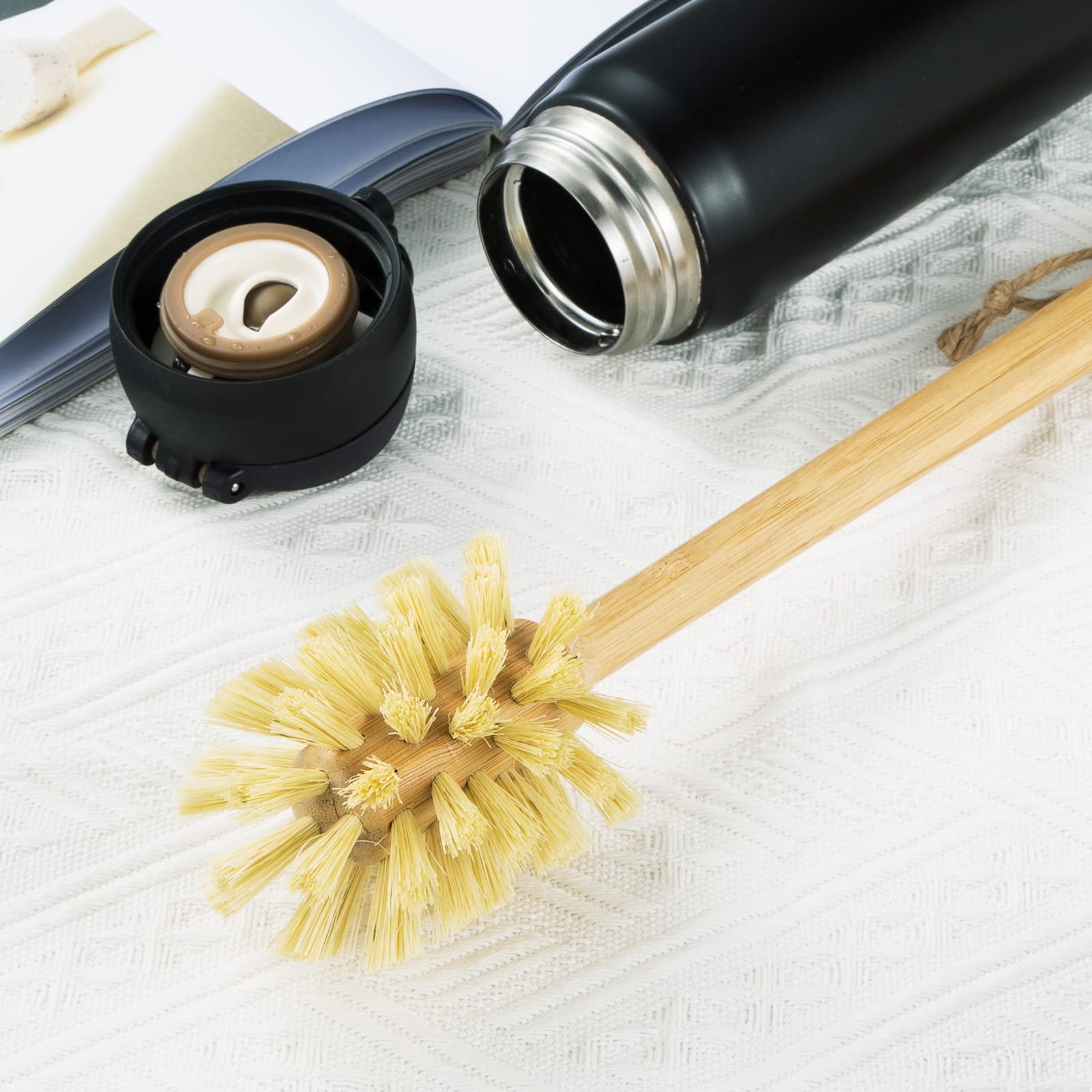 GREENTH PRO Nature Bamboo Bottle Brush hanging ring enables quick drying and neat storage.