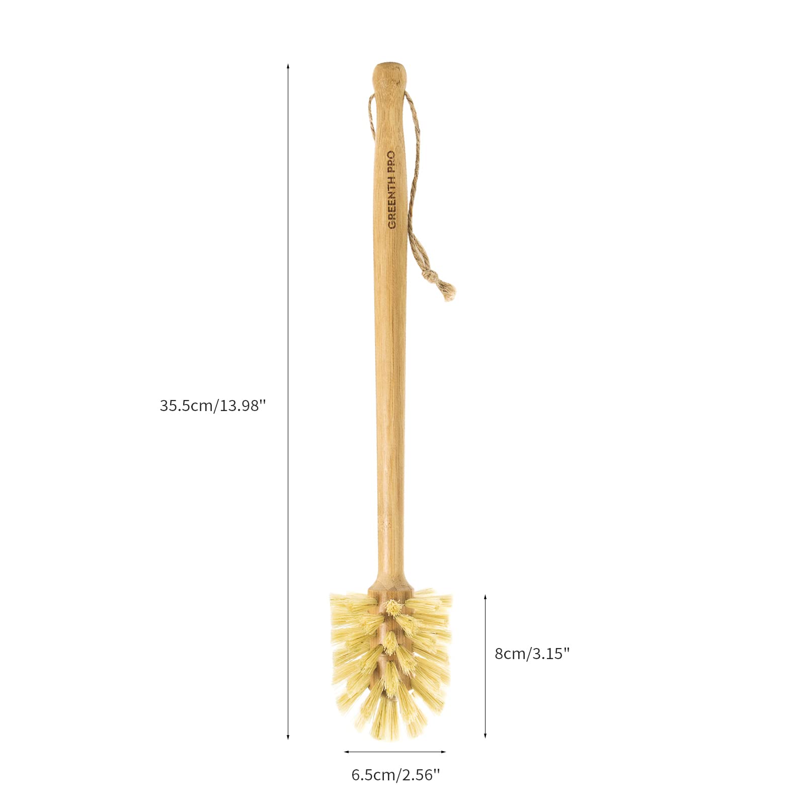 GREENTH PRO Nature Bamboo Bottle Brush with sisal bristles for effective residue removal.