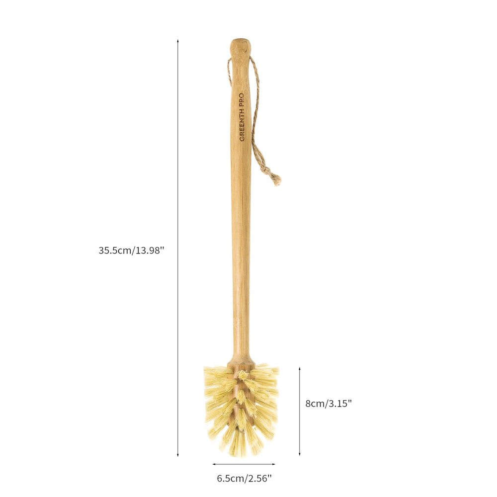 GREENTH PRO Nature Bamboo Bottle Brush with sisal bristles for effective residue removal.