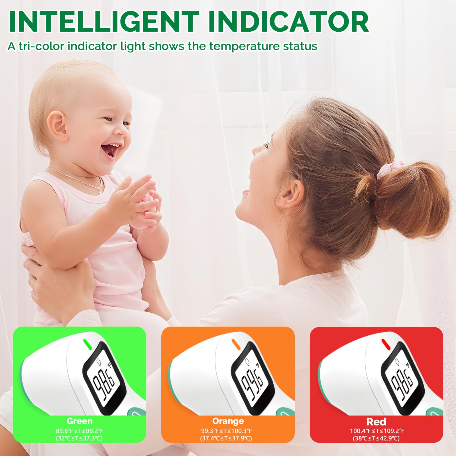 Greetmed no-touch-forehead-thermometer-packaging-bundle includes batteries for ready use.