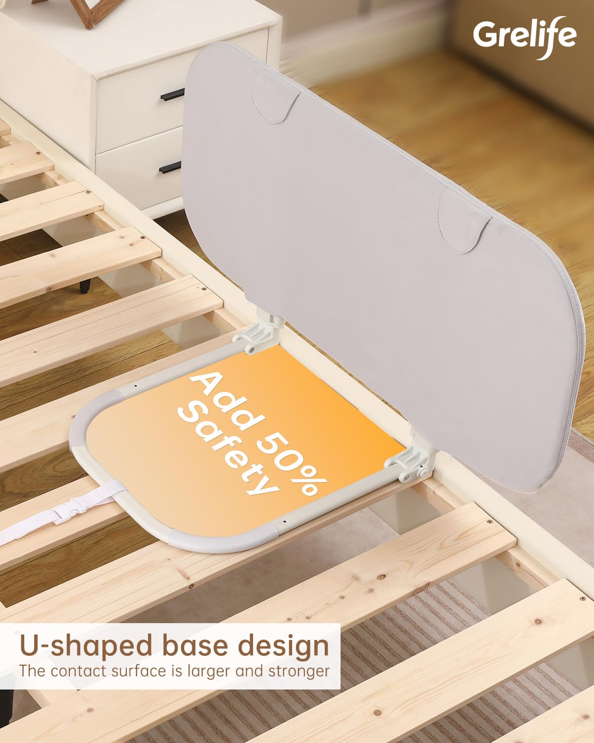Grelife travel bed rail fits crib twin and full beds for versatile home use