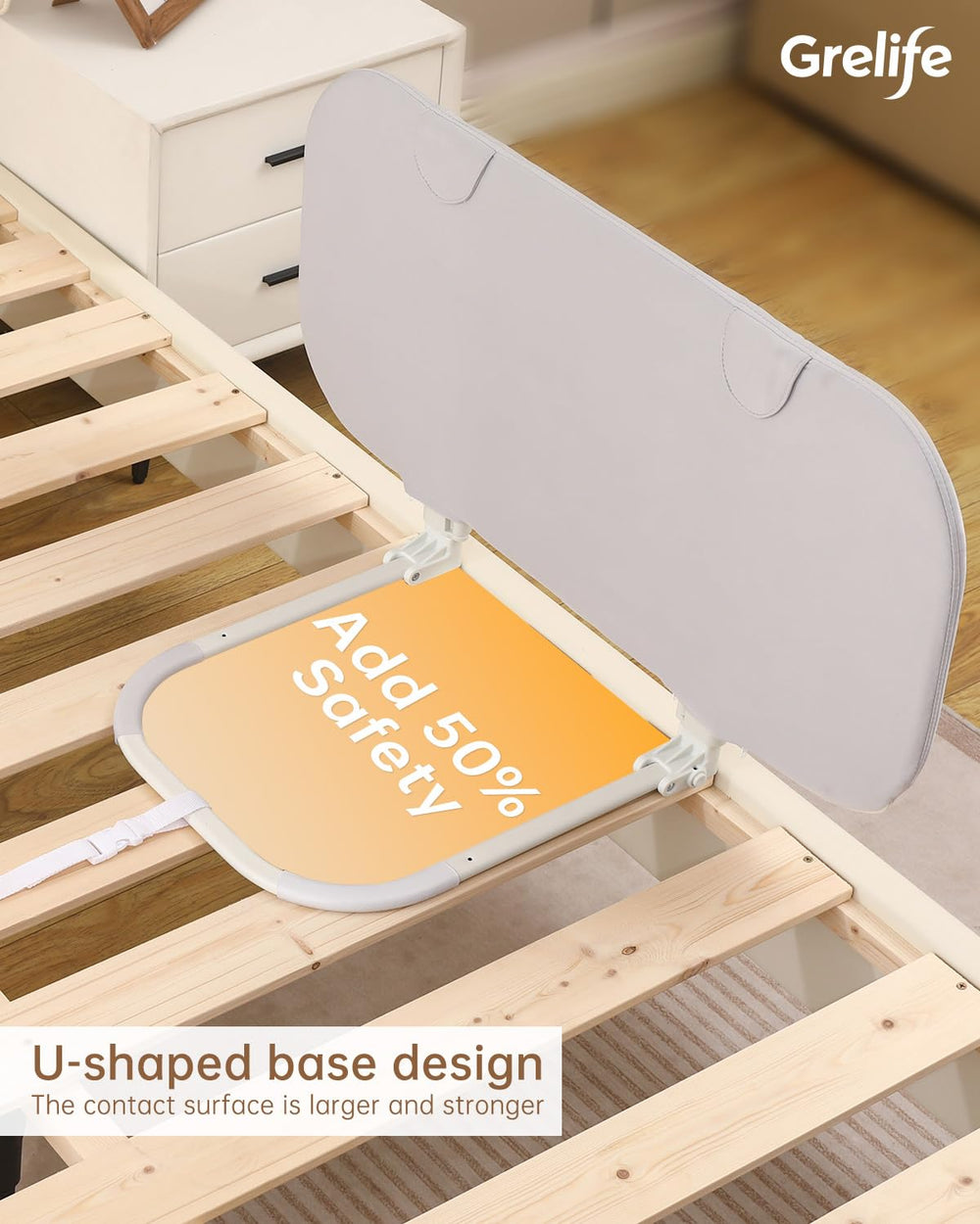 Grelife travel bed rail fits crib twin and full beds for versatile home use