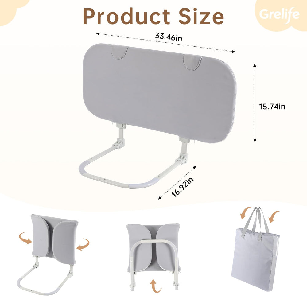 Grelife travel bed rail features U-shaped foot stand reduces gaps