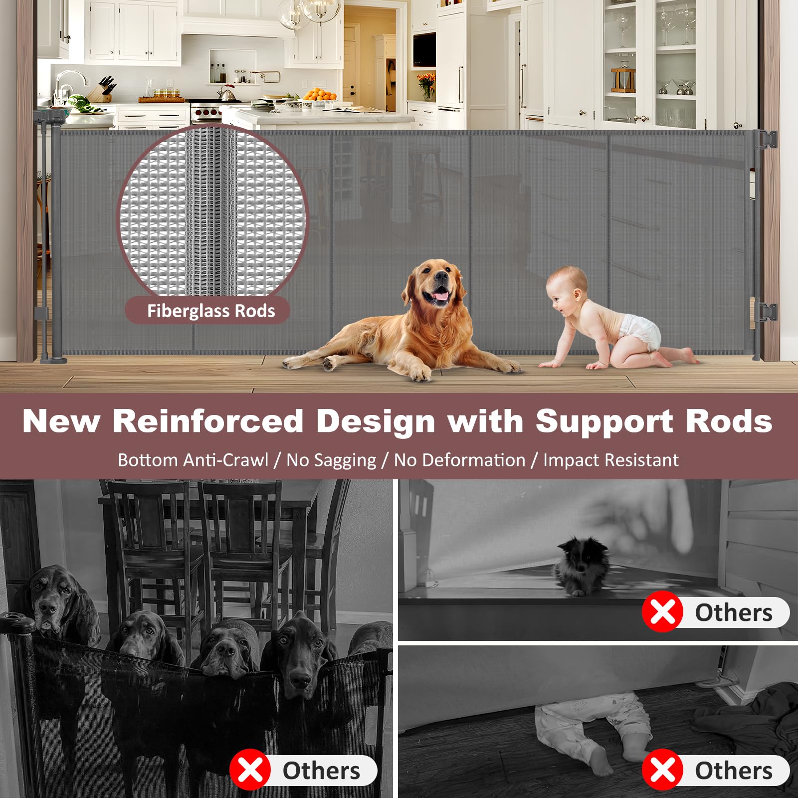 Grenfu 100inch-wide retractable gate extended covers large openings