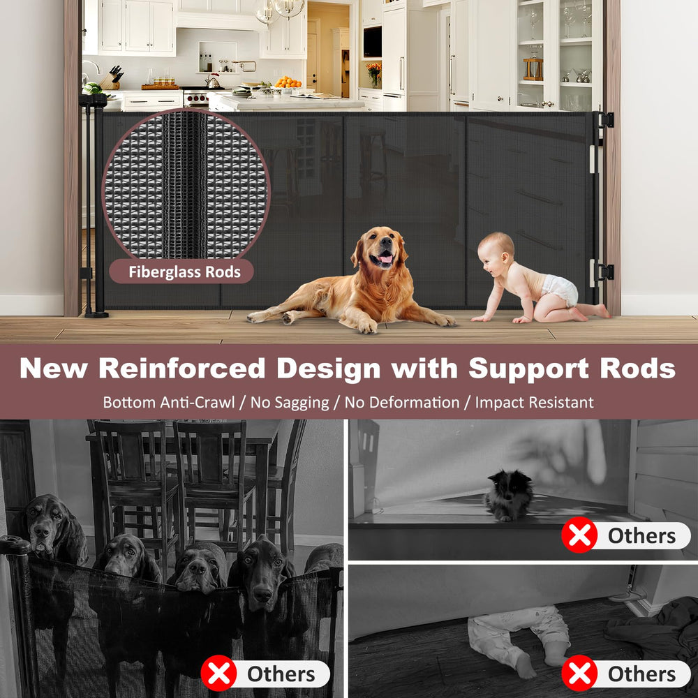 Grenfu 80-inch wide retractable gate extended to cover wide openings for versatility.