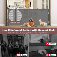 GRENFU 80in-wide retractable gate extended for wide doorways and spaces.