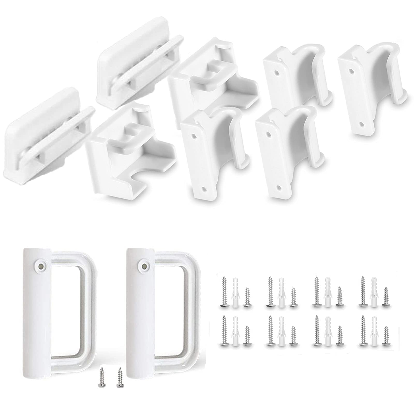 Grenfu baby gate replacement parts kit full set wall mounting hardware in white for secure, easy installation