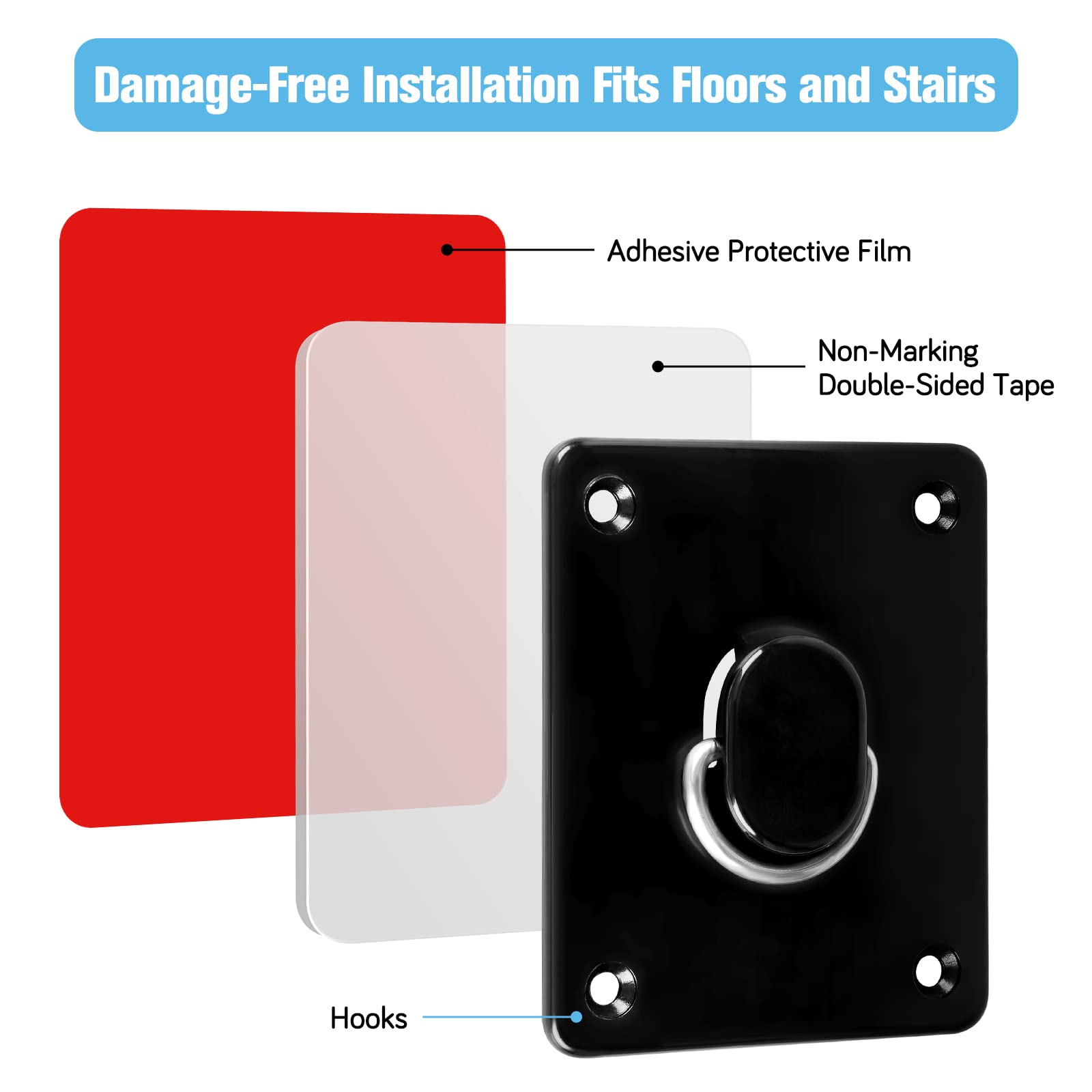 GRENFU adhesive hooks with extra tape for quick setup.