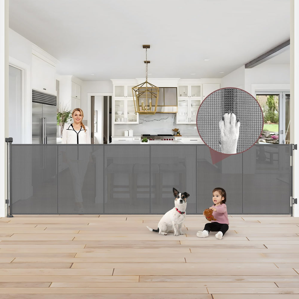 GRENFU reinforced 41-inch gate closed, securing stairs and doorways with tall, reliable barrier.