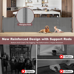 GRENFU gate extended to 150 inches, fitting wide openings for pet and child safety.