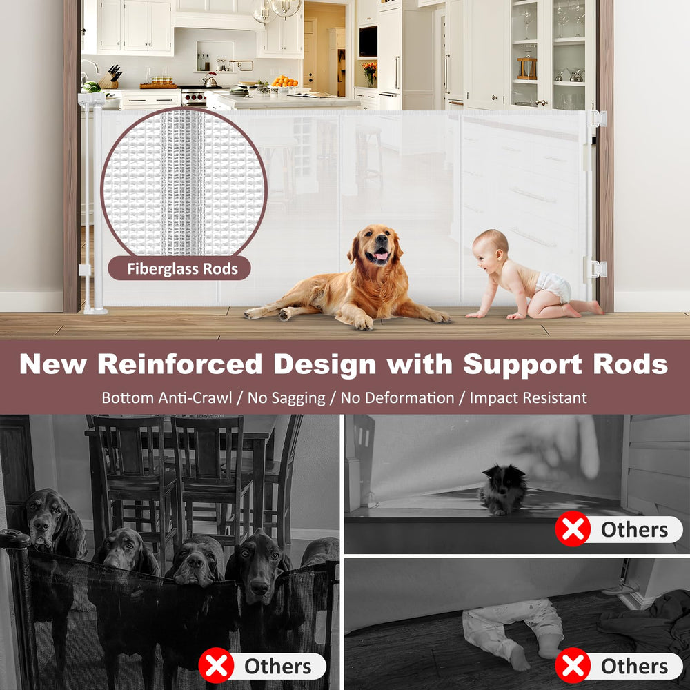 GRENFU reinforced 41-inch tall gate installed over a baseboard for easy mounting.