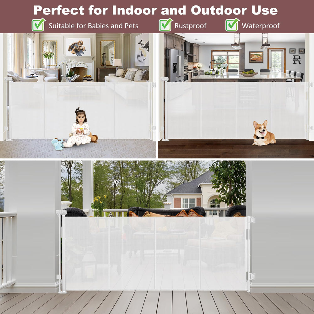 GRENFU reinforced 41-inch tall gate featuring scratch-resistant see-through mesh.