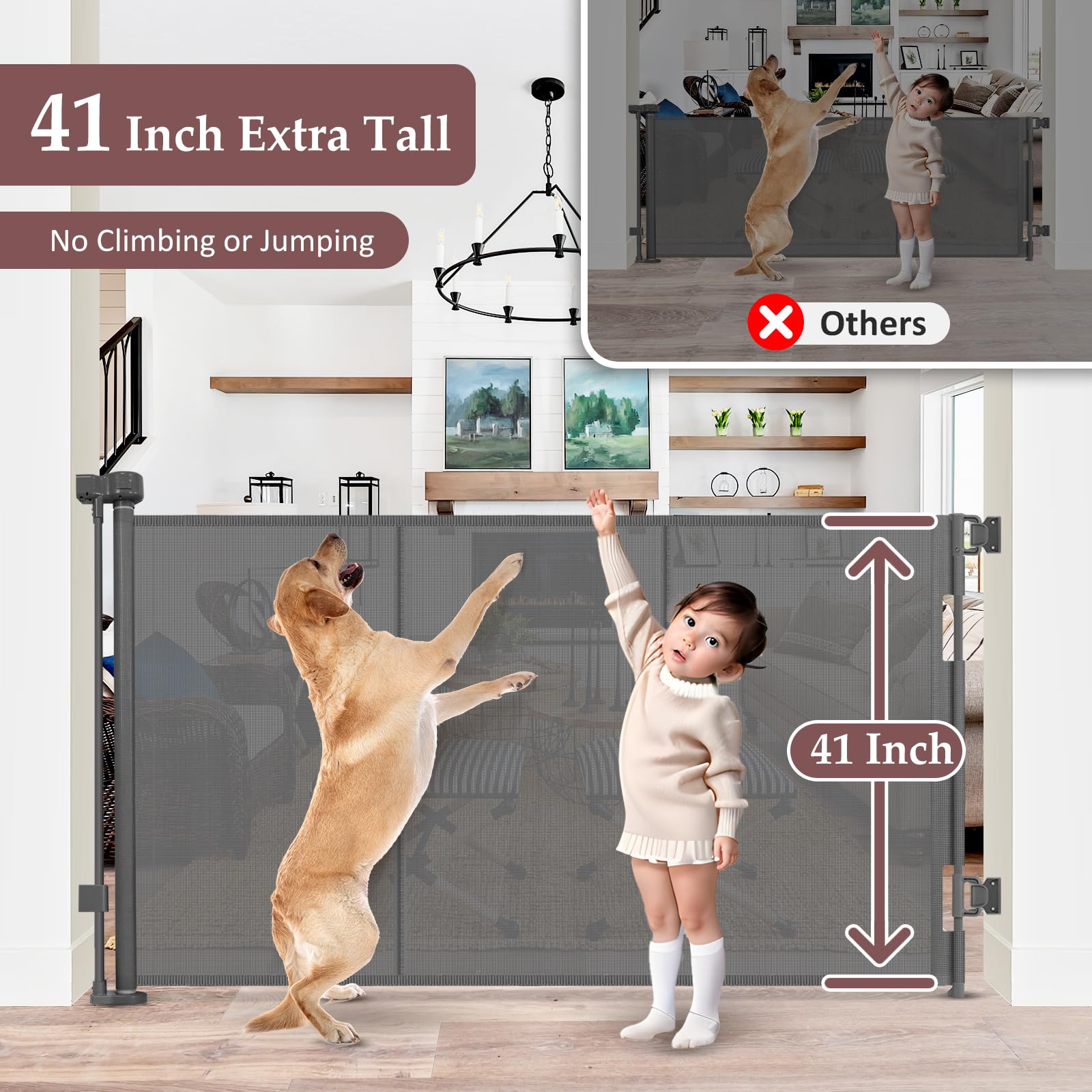 GRENFU retractable space-saving gate neatly tucks away.