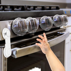 GRENFU stove knob covers with double-key design protect kids from stove access.