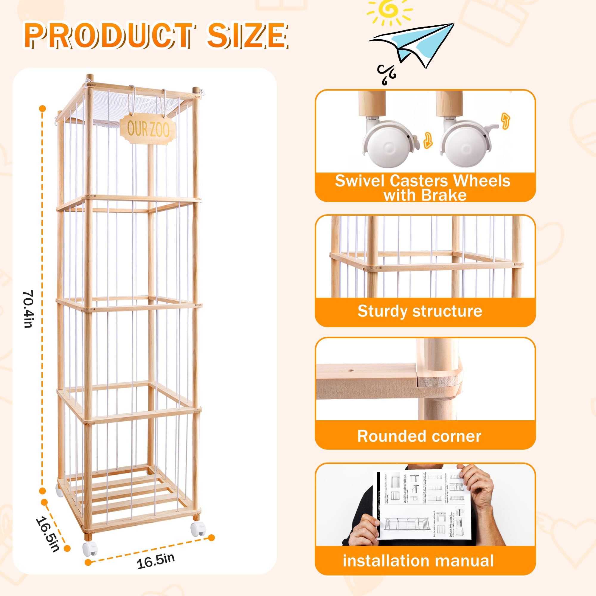 GRETJOB mesh pocket detail highlights extra small toy storage and quick access