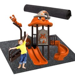 GRETJOB outdoor playhouse mat unfolded to show a large 71x55 inch surface for playtime
