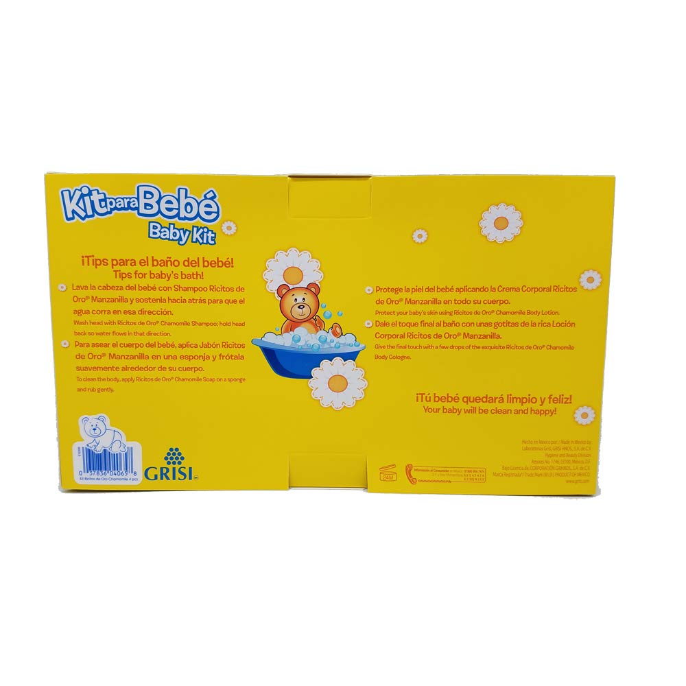 Grisi Ricitos De Oro Chamomile Baby Shampoo bottle highlighting mild cleansing for delicate hair