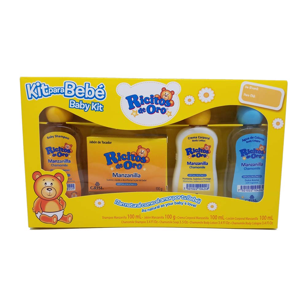 Grisi Ricitos De Oro Chamomile gift-set box showcasing baby care essentials for a gentle bath