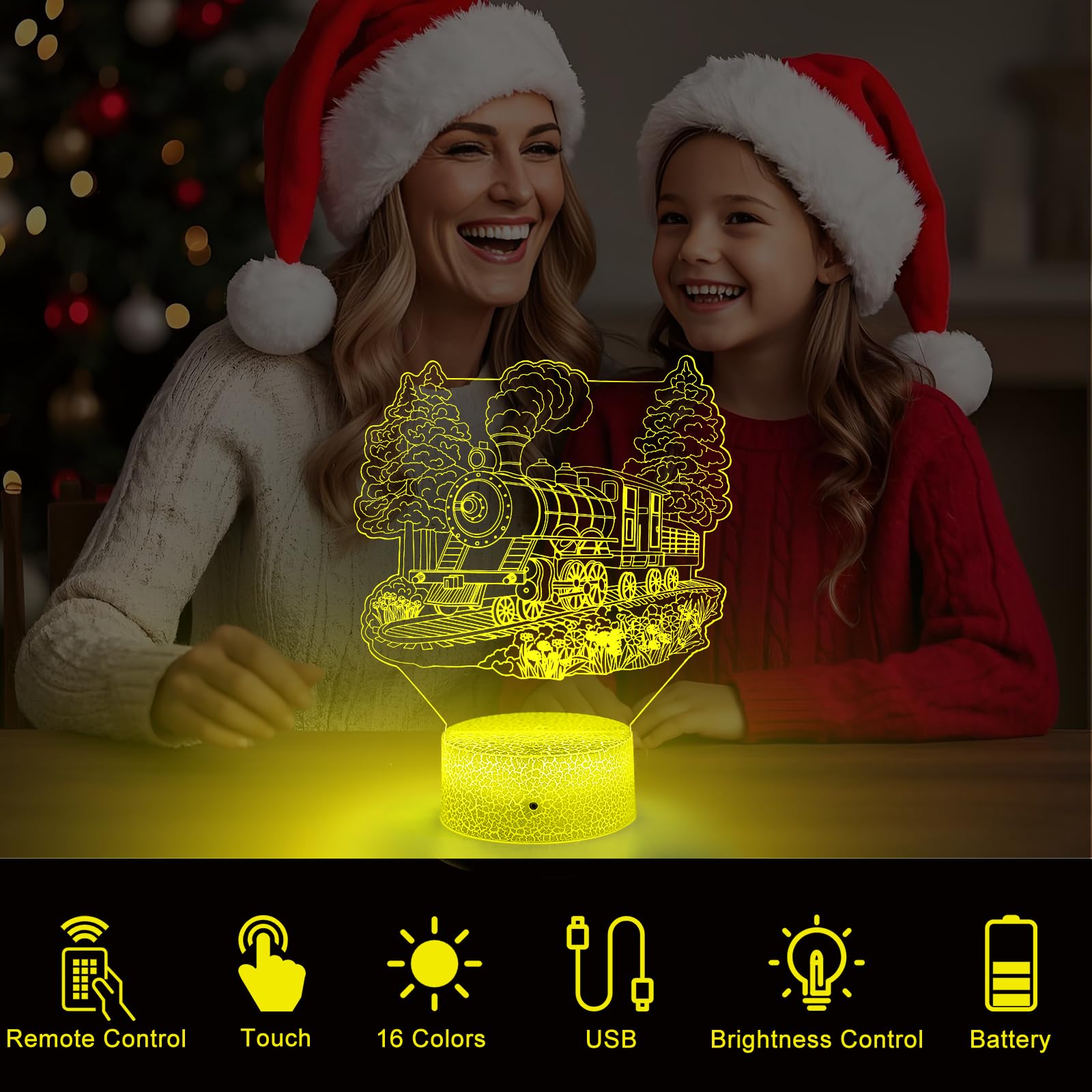 GRKTVAER Train Night Light with breathing and blinking effects options