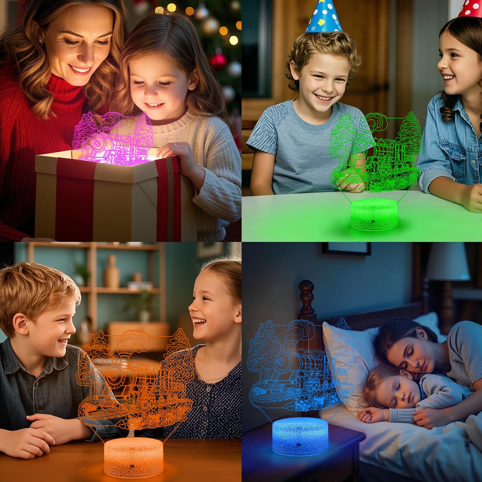 GRKTVAER Train Night Light powered by USB or batteries for flexible setup