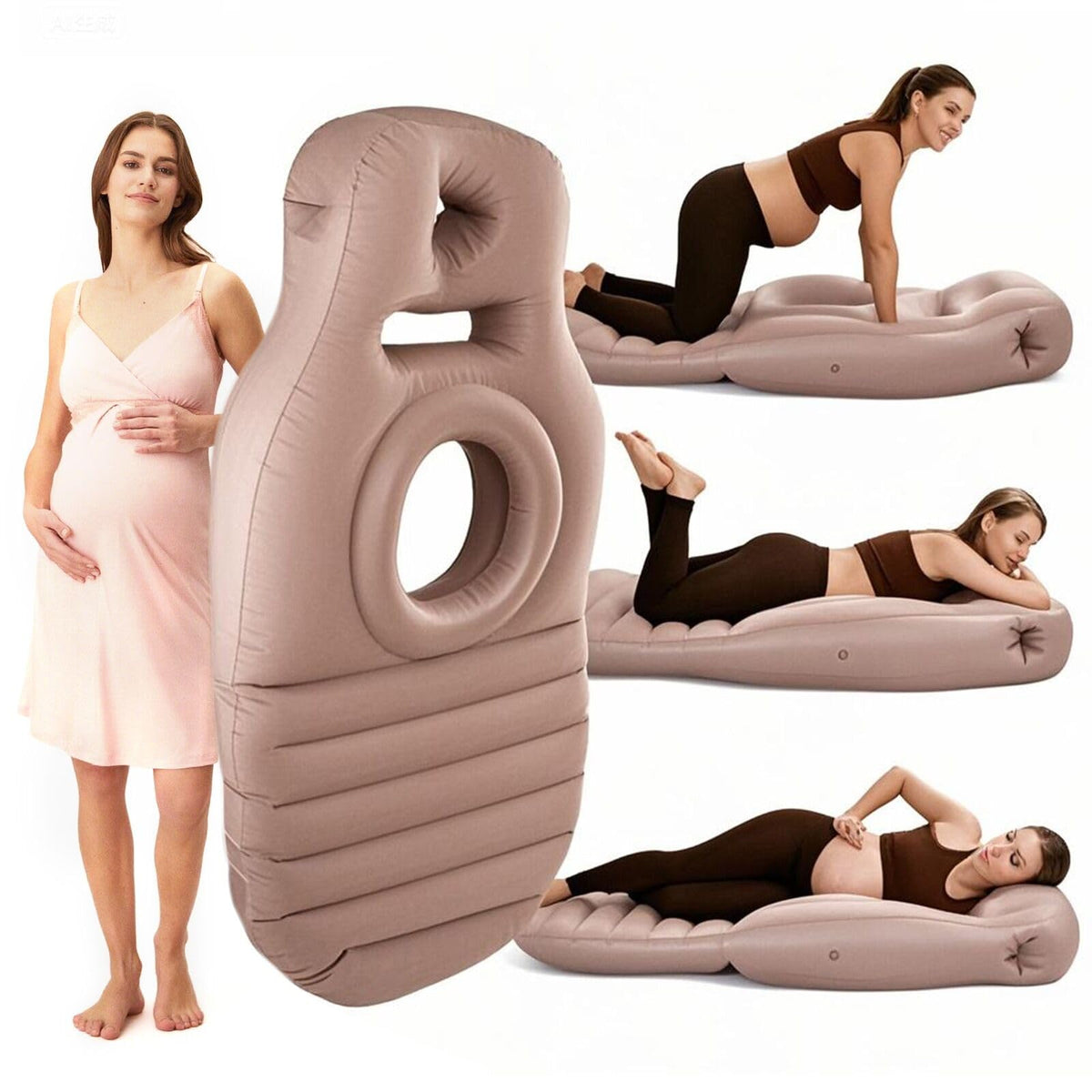 Grluvxo inflatable pregnancy pillow with belly hole supports stomach sleeping for comfy naps.