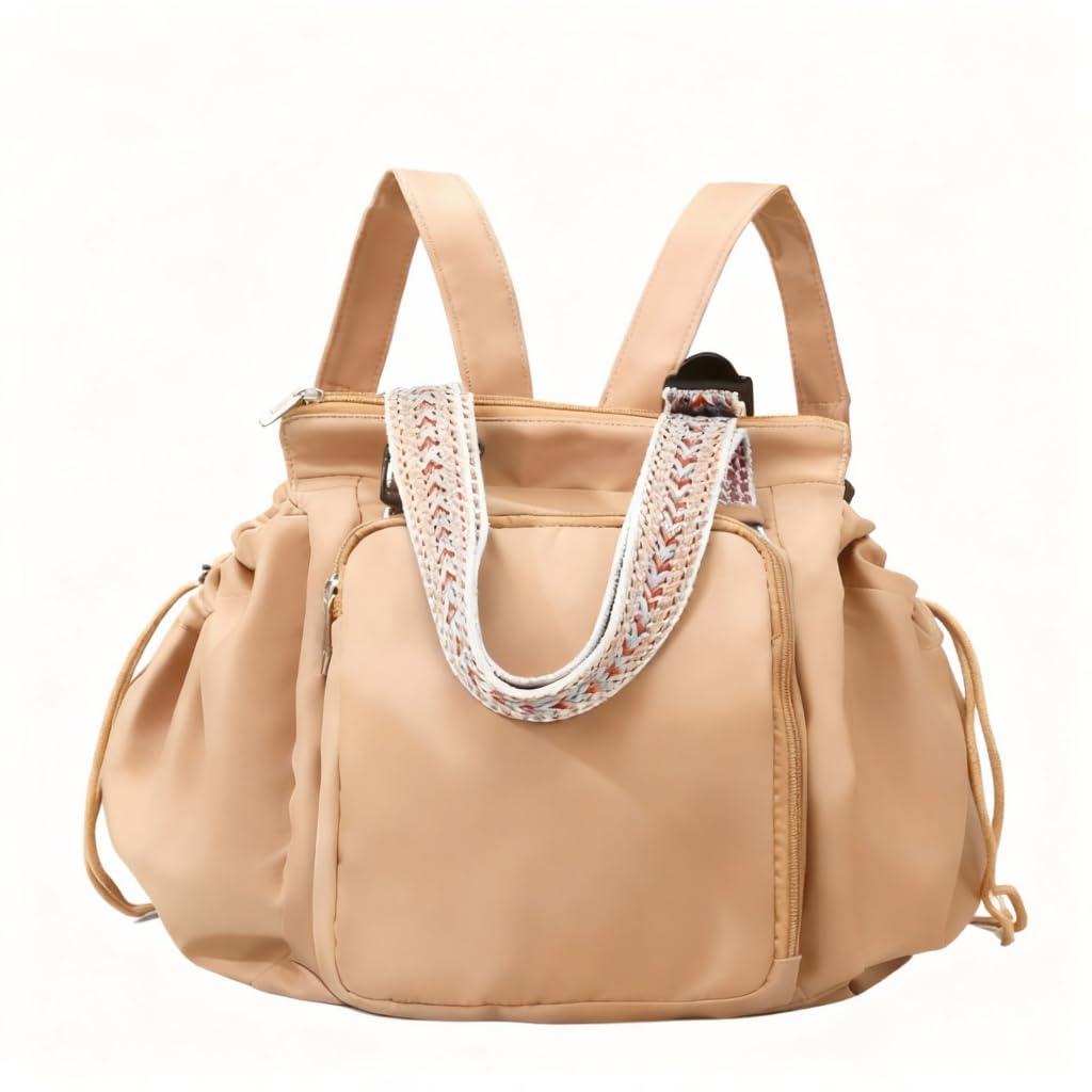Grluvxo travel organizer bag front view in khaki shows versatile carry options
