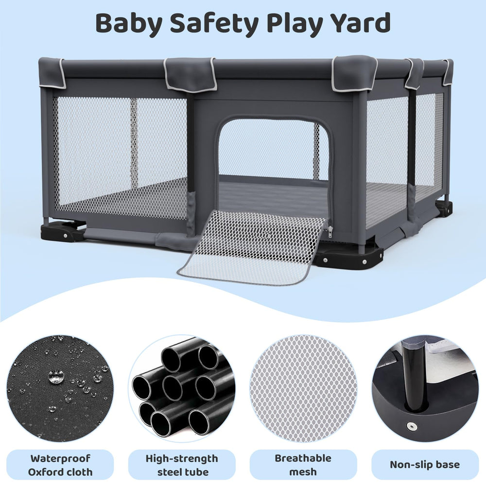 Grobeybees foldable playpen all-mesh design improves visibility for supervision