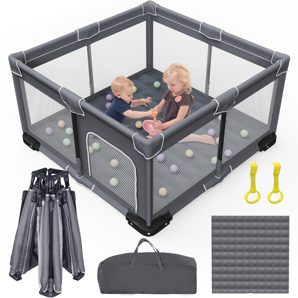 Grobeybees foldable playpen mat cushions baby during safe play
