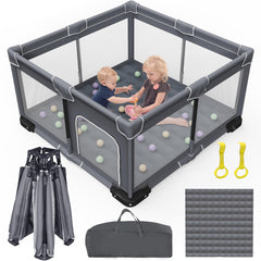 Grobeybees foldable playpen mat cushions baby during safe play