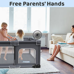 Grobeybees foldable playpen robust frame ensures stable setup on surfaces