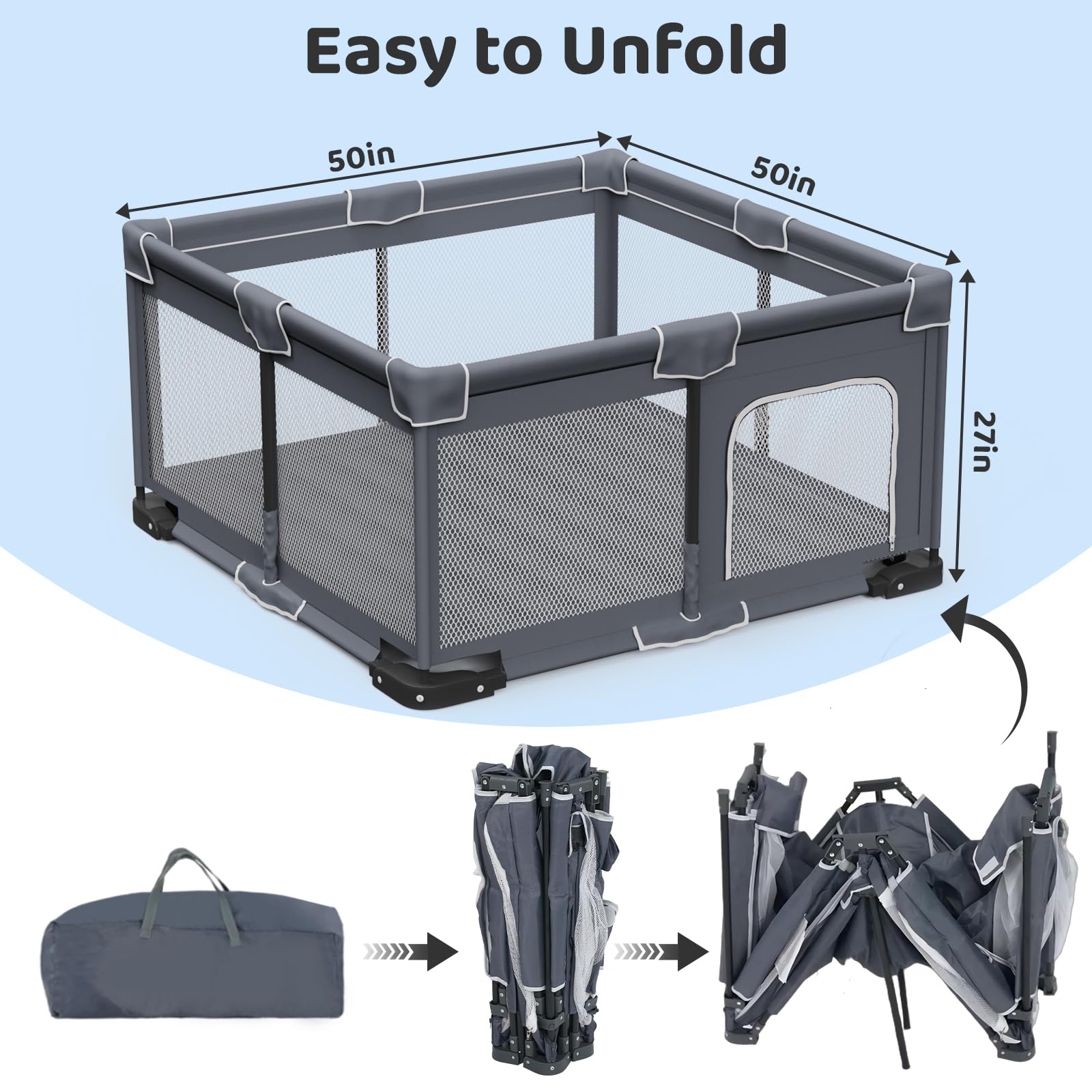 Grobeybees foldable playpen travel bag keeps gear organized on trips