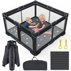 Grobeybees foldable playpen with mat – portable ready-to-use play space.