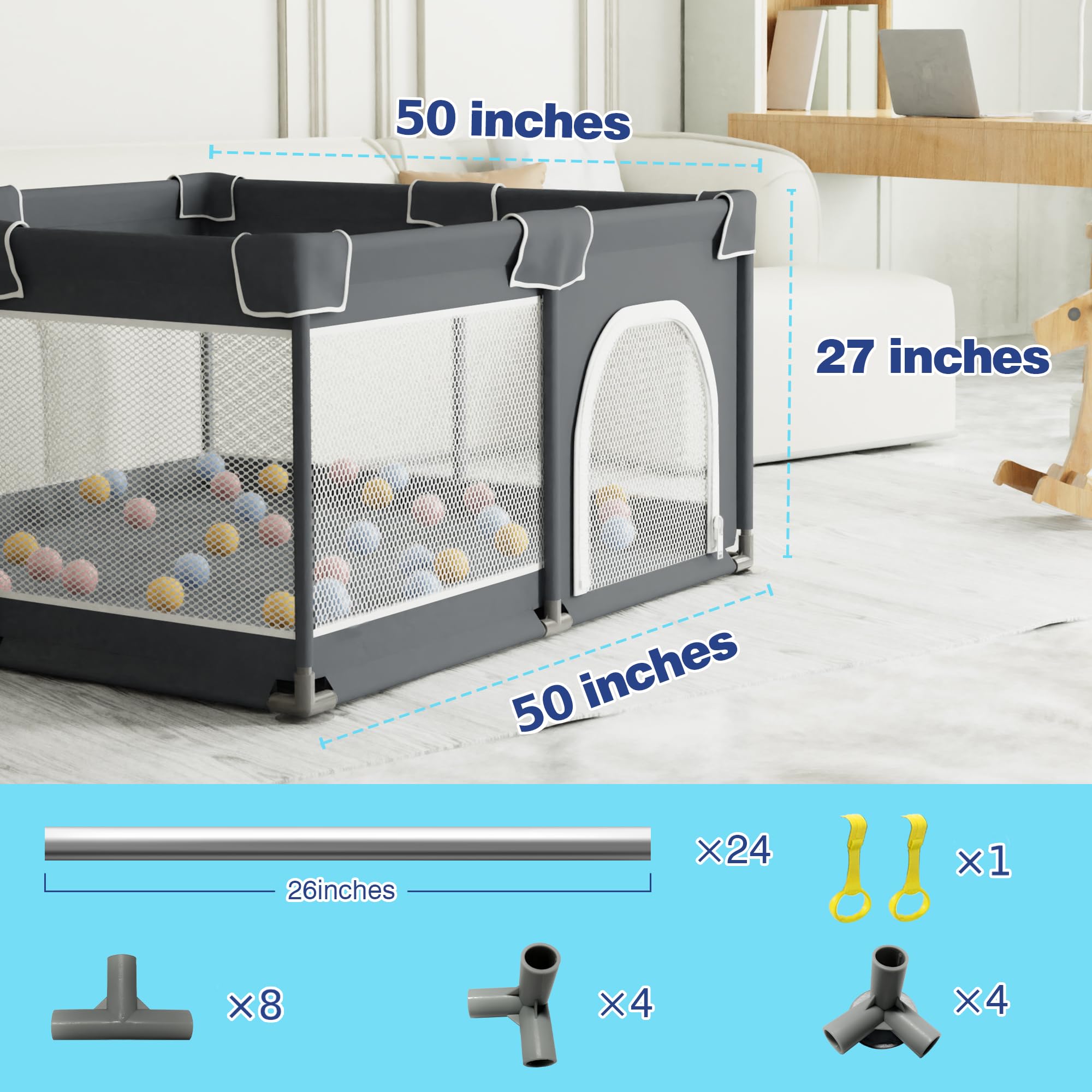 Grobeybees Playpen soft mesh side panels enable constant visibility and supervision