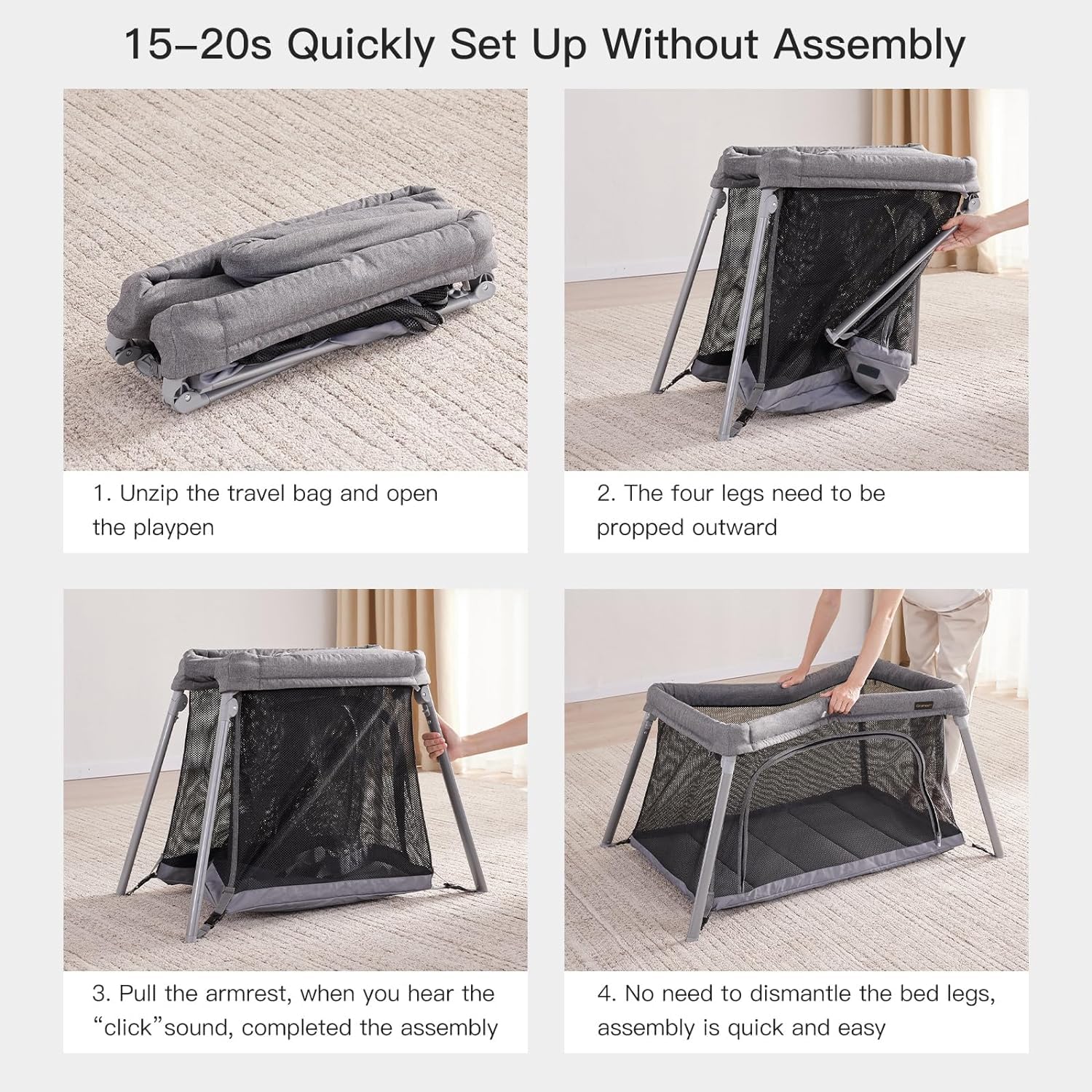 Gromast 2-in-1 travel crib outdoor-ready setup for on-the-go families.