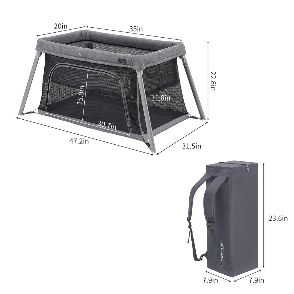 Gromast 2-in-1 travel crib open and ready as a safe playpen.