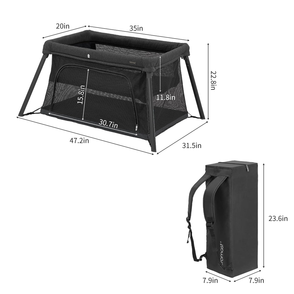 Gromast travel crib setup demonstrating quick assembly for on-the-go parents.