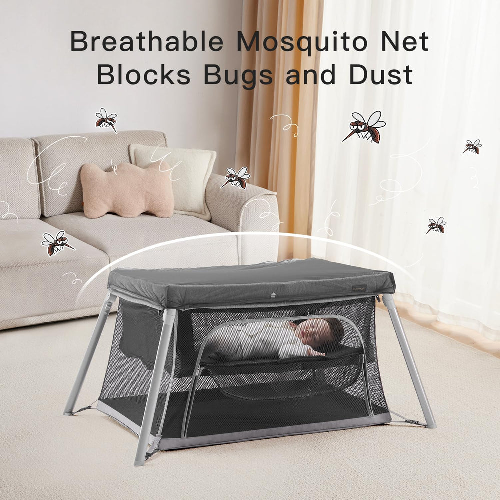 Gromast 2-in-1 travel crib soft mattress for cozy naps.