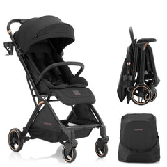 Gromast Gravity folding stroller auto-fold action for quick hands-free setup.